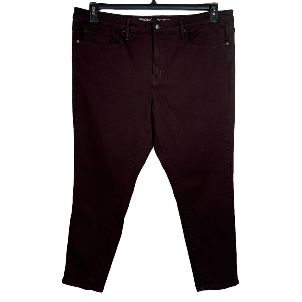 Mossimo SZ 18S SHORT High Rise Skinny Jeans Stretch Zip-Fly Pockets Dark Wine